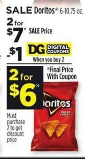 Dollar General Doritos 6-10.75 oz. offer