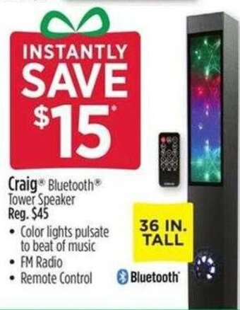 Dollar General Craig Bluetooth Tower Speaker offer
