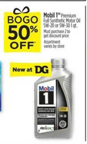 Dollar General Mobil 1 premium full synthetic motor oil offer