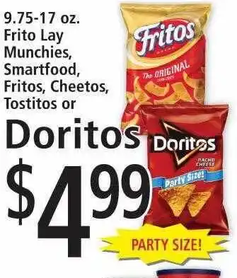 FoodFair Frito lay munchies, smartfood, fritos, cheetos, tostitos or doritos offer