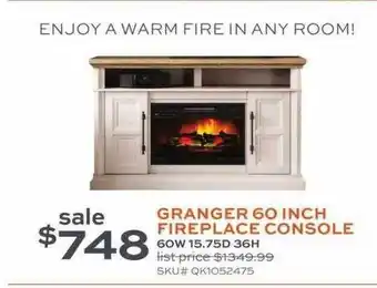 Slumberland Furniture Granger 60 inch fireplace console offer