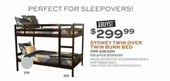 Slumberland Furniture Sydney twin over twin bunk bed offer