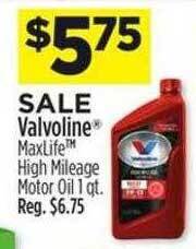 Dollar General Valvoline maxlife high mileage motor oil offer