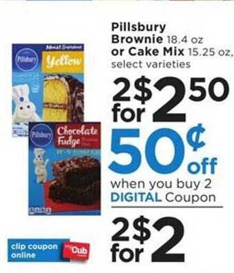 Cub Foods Pillsbury brownie or cake mix offer