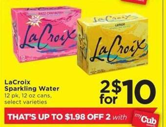 Cub Foods Lacroix sparkling water offer