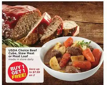 Cub Foods Usda choice beef cube, stew meat or meat loaf offer