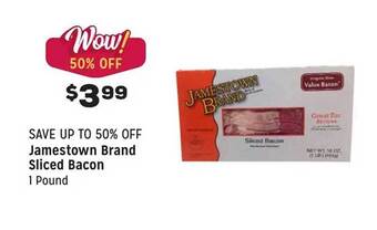 Grocery Outlet Jamestown brand sliced bacon offer