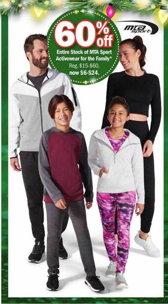 Meijer Entire stock of mta sport activewear for the family offer