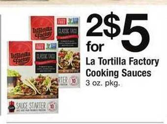Safeway La tortilla factory cooking sauces offer