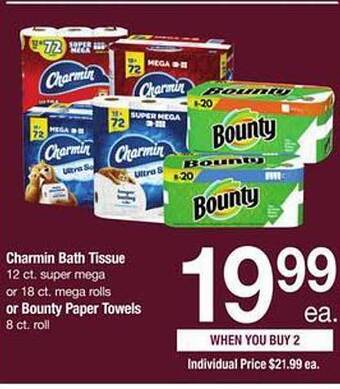 Safeway Charmin bath tissue or bounty paper towels offer
