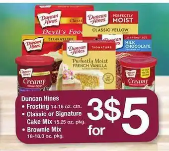 Safeway Duncan hines frosting, classic, signature cake mix or brownie offer