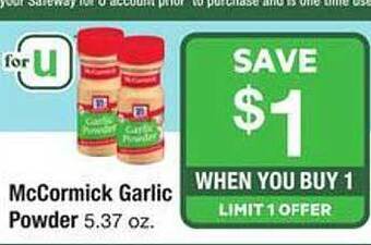 Safeway Mccormick garlic powder offer