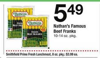 Safeway Nathan's famous beef franks offer