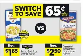 Dollar General Clover velley broth or stock, swanson broth or stock offer