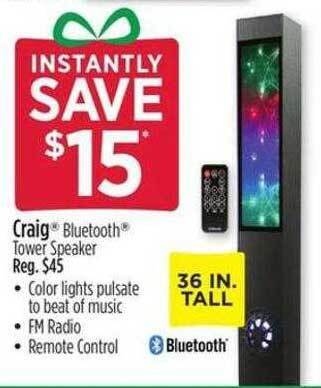Dollar General Craig bluetooth tower speaker offer