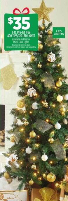 Dollar General Pre-lit tree 400 tips-120 led lights offer