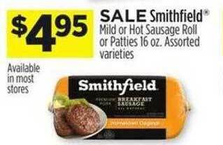 Dollar General Smithfield mild or hot sausage roll or patties offer