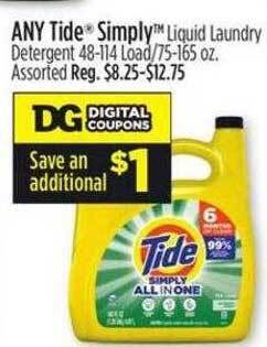 Dollar General Tide simply liquid laundry detergent offer