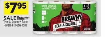 Dollar General Brawny tear-a-square paper towels 4 double rolls offer