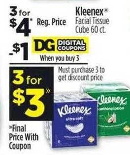 Dollar General Kleenex facial tissue cube offer