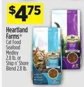 Dollar General Heartland farms cat food seafood medley or ship n' shore blend offer