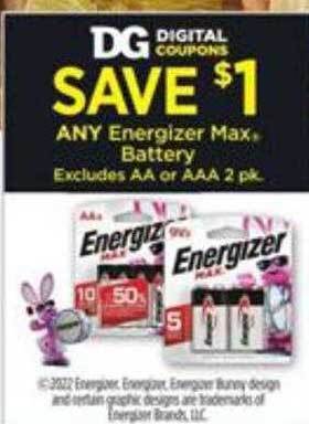 Dollar General Energizer max battery offer