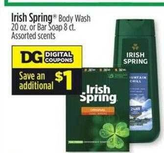 Dollar General Irish spring body wash or bar soap offer