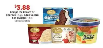 Fareway Kemps ice cream or sherbet & ice cream sandwiches offer