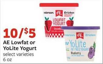 Fareway Ae lowfat or yolite yogurt offer