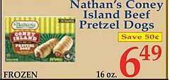 Market Basket Nathan's coney island beef pretzel dogs offer