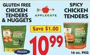 Market Basket Applegate gluten free chicken tenders & nuggets, applegate spicy chicken tenders offer