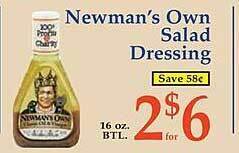 Market Basket Newman's own salad dressing offer