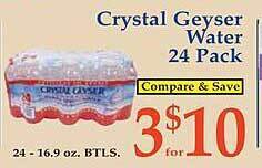 Market Basket Crystal geyser water 24 pack offer