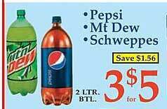 Market Basket Pepsi, mt dew, schweppes offer