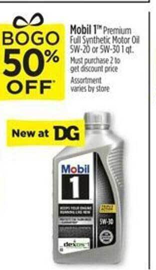 Dollar General Mobil 1 premium full synthétic motor oil offer