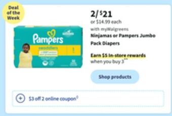 Walgreens Ninjamas or pampers jumbo pack diapers offer