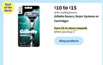 Walgreens Gillette razors, razor systems or cartridges offer