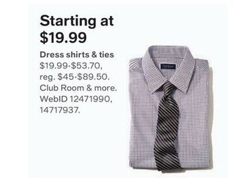 Macy's Club room men's regular fit check dress shirt, created for macy's offer