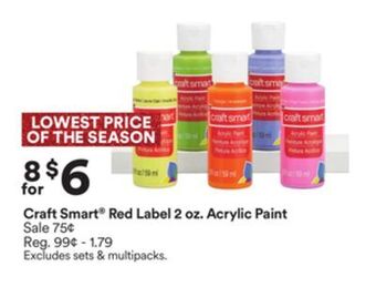 Michaels Craft smart® red label 2 oz. acrylic paint offer