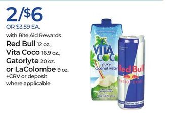 Rite Aid Red bull, vita coco, gatorlyte or lacolombe offer