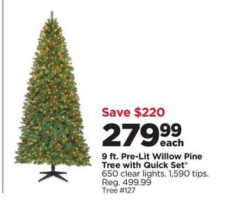 Michaels 9 ft. pre-lit willow pine tree with quick set® offer