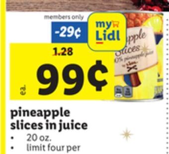 Lidl Pineapple slices in juice offer