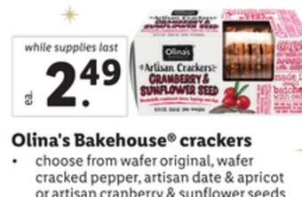 Lidl Olina's bakehouse® crackers offer