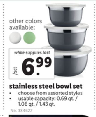 Lidl Stainless steel bowl set offer
