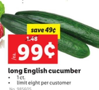 Lidl Long english cucumber offer