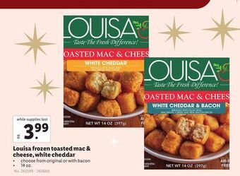 Lidl Louisa frozen toasted mac & cheese, white cheddar offer