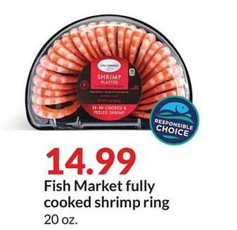 Hy-Vee Fish market fully cooked shrimp ring offer