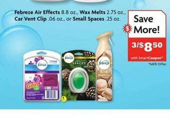 Family Dollar Febreze air effects, wax melts, car vent clip or small spaces offer