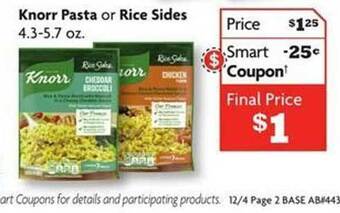 Family Dollar Knorr pasta or rice sides offer