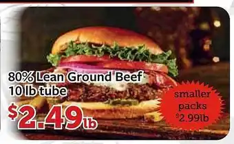 Fareway 80% lean ground beef 10 lb tube offer
